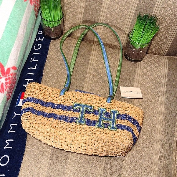 Tommy Hilfiger Handbags - Tommy Hilfiger Y2K Straw Varsity Shoulder Bag